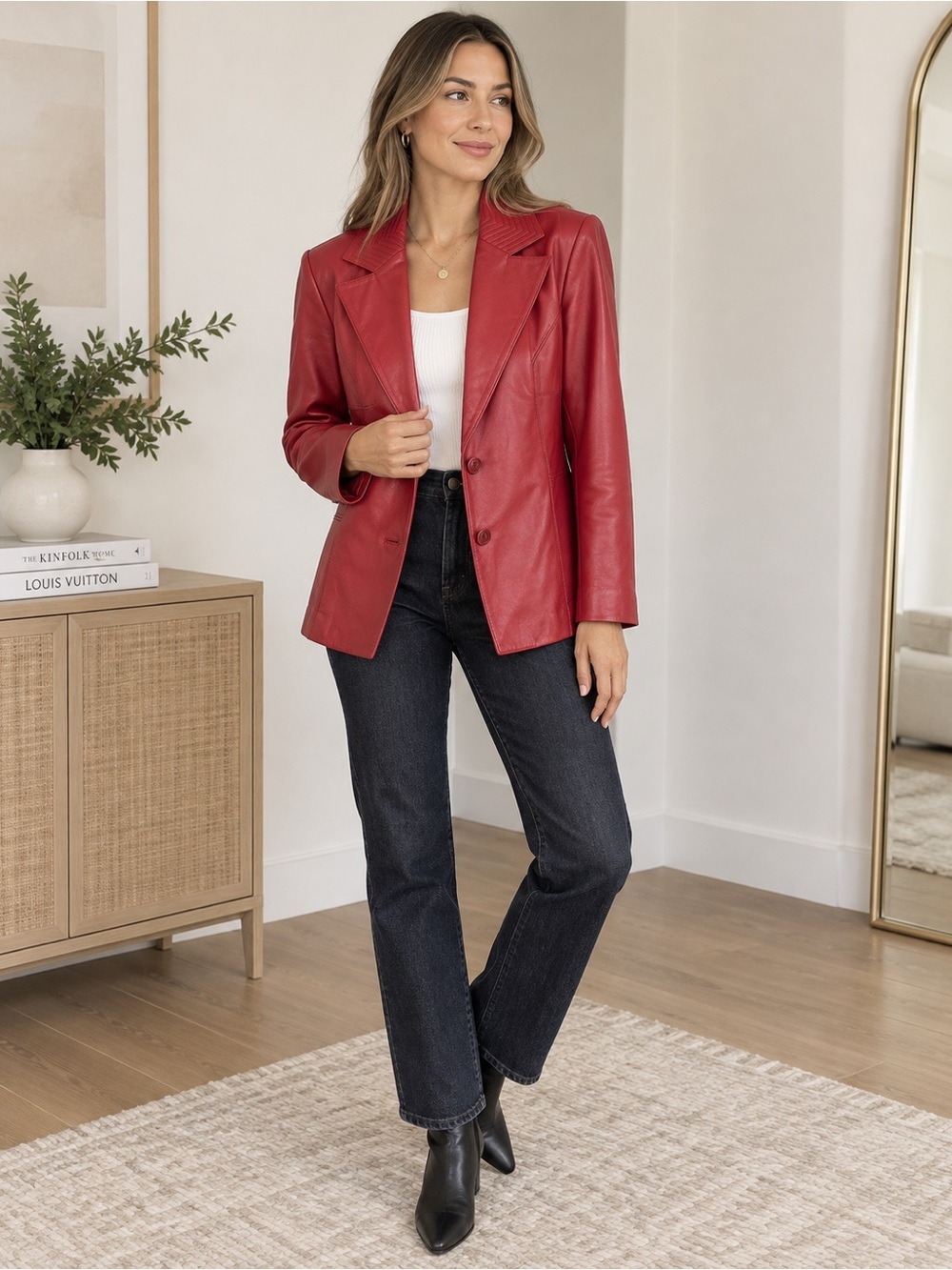 Venus Williams x Wilsons Leather Red Genuine Leather Blazer Y2K M